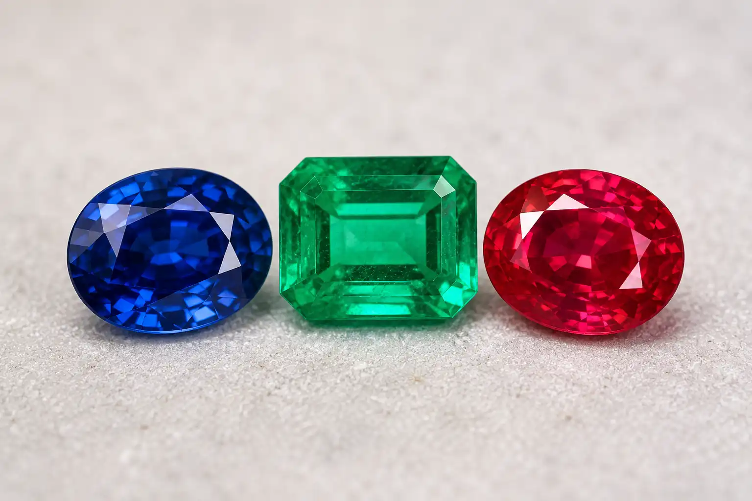 photo of sapphire, emerald, and ruby together