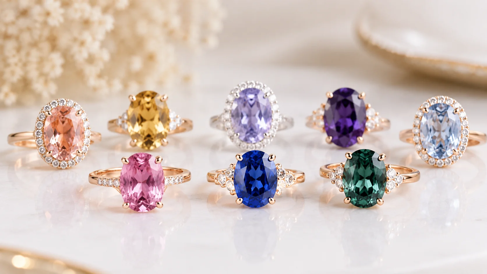 photo of sapphire rings in several colors