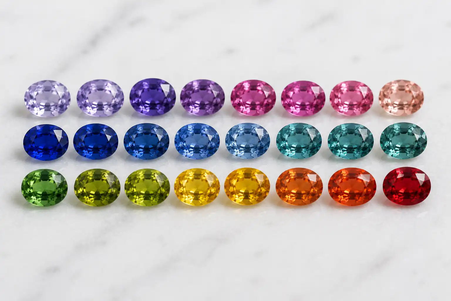 photo of sapphires in a spectrum of colors