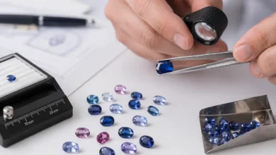 photo of sapphires under examination