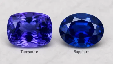 photo of tanzanite and sapphire side by side