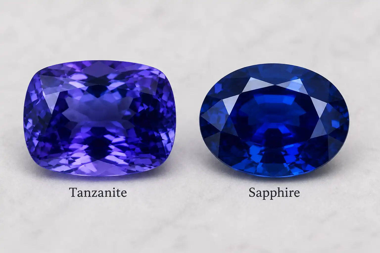photo of tanzanite and sapphire side by side