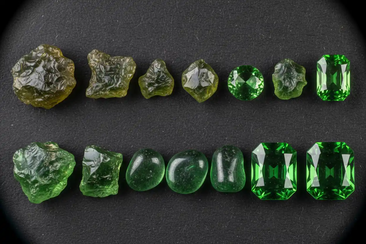 real vs fake Moldavite