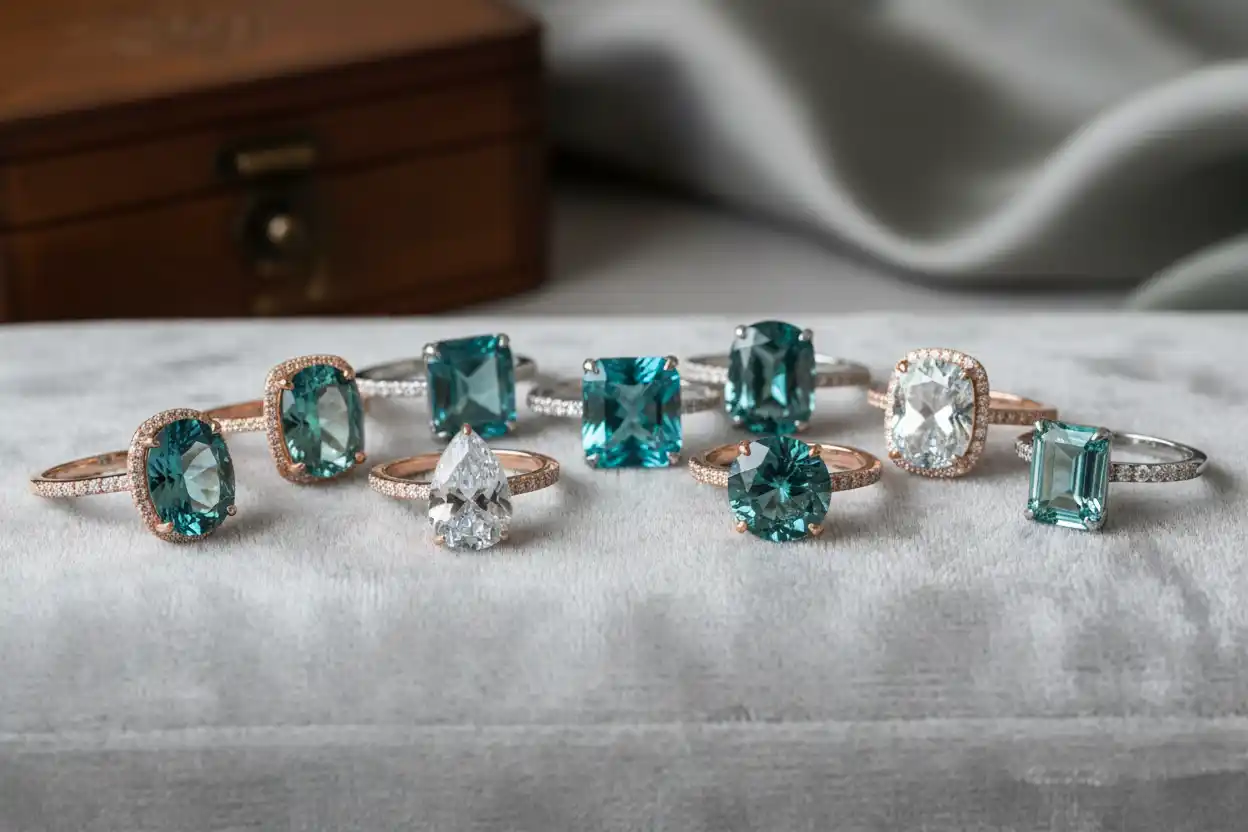 teal gemstones for engagement rings