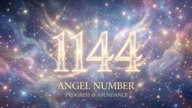 the 1144 angel number on a soft celestial background
