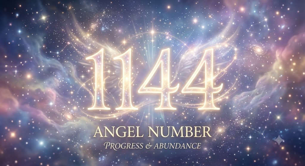 the 1144 angel number on a soft celestial background