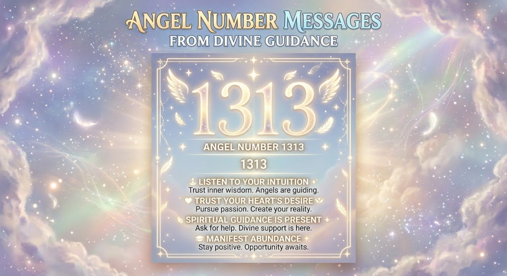 the 1313 angel number on a soft celestial background