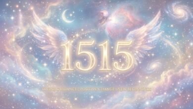 the 1515 angel number on a soft celestial background