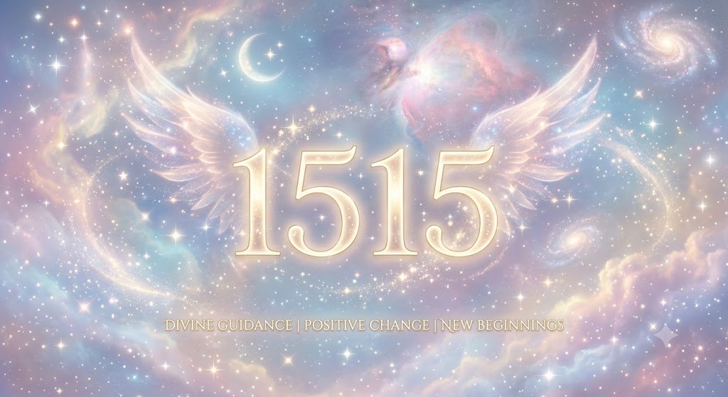 the 1515 angel number on a soft celestial background
