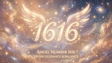 the 1616 angel number on a soft warm celestial background