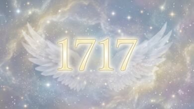 the 1717 angel number on a soft celestial background