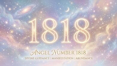 the 1818 angel number on a soft celestial background