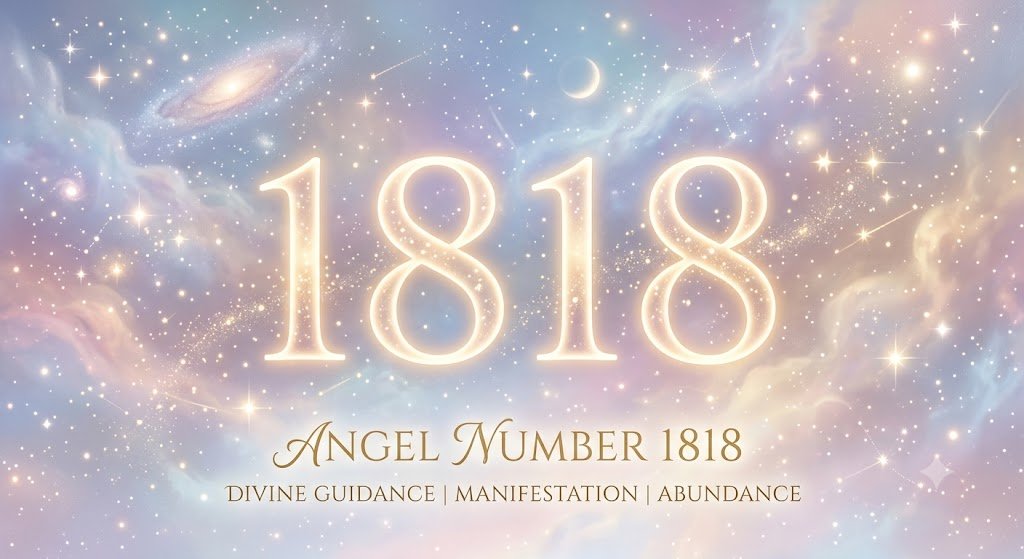 the 1818 angel number on a soft celestial background
