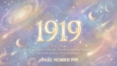 the 1919 angel number on a soft celestial background