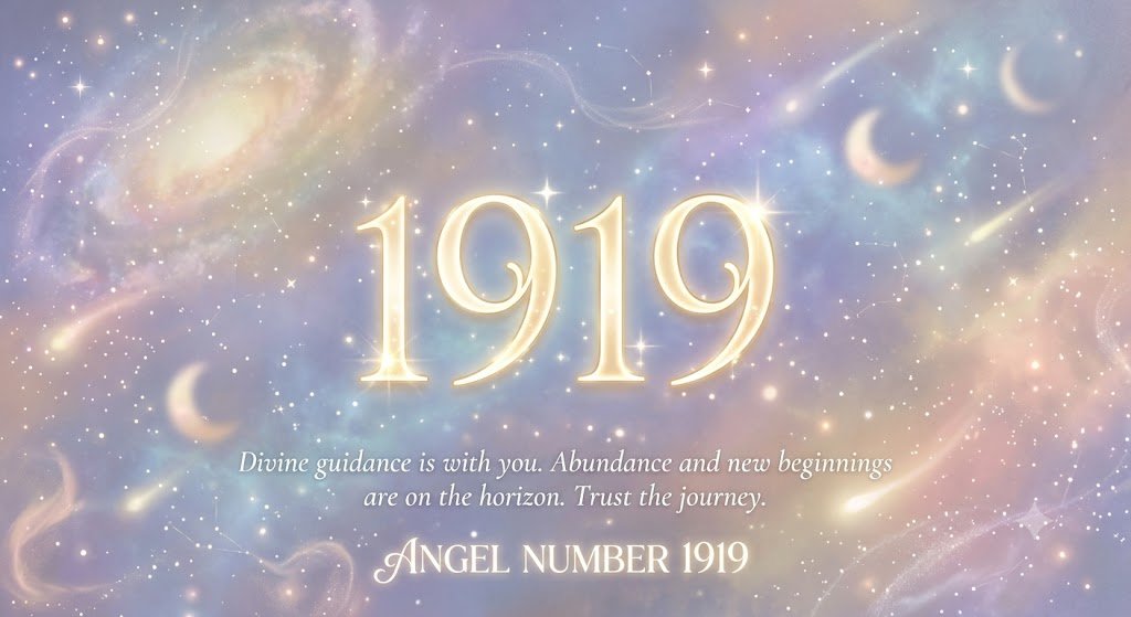 the 1919 angel number on a soft celestial background