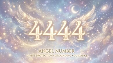 the 4444 angel number on a soft celestial background