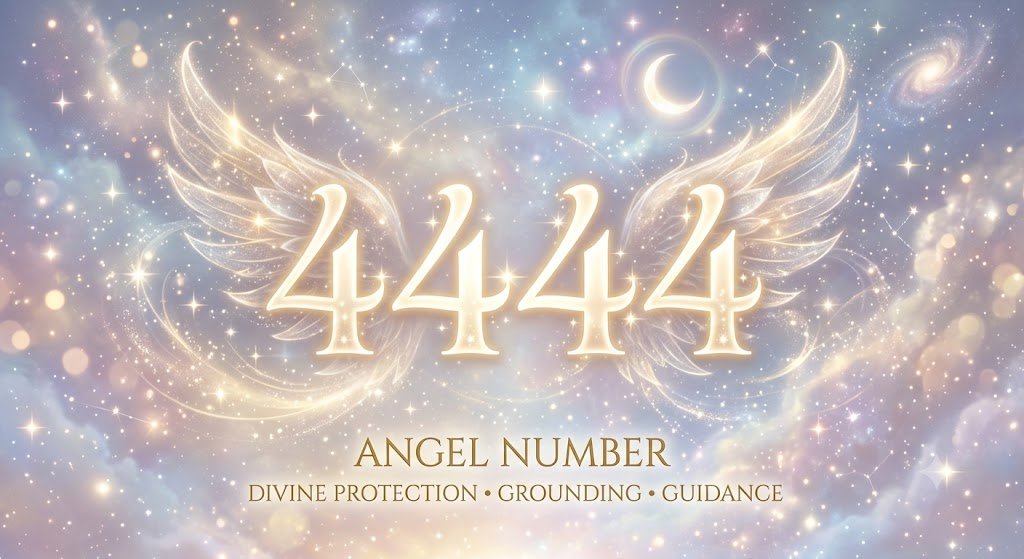 the 4444 angel number on a soft celestial background
