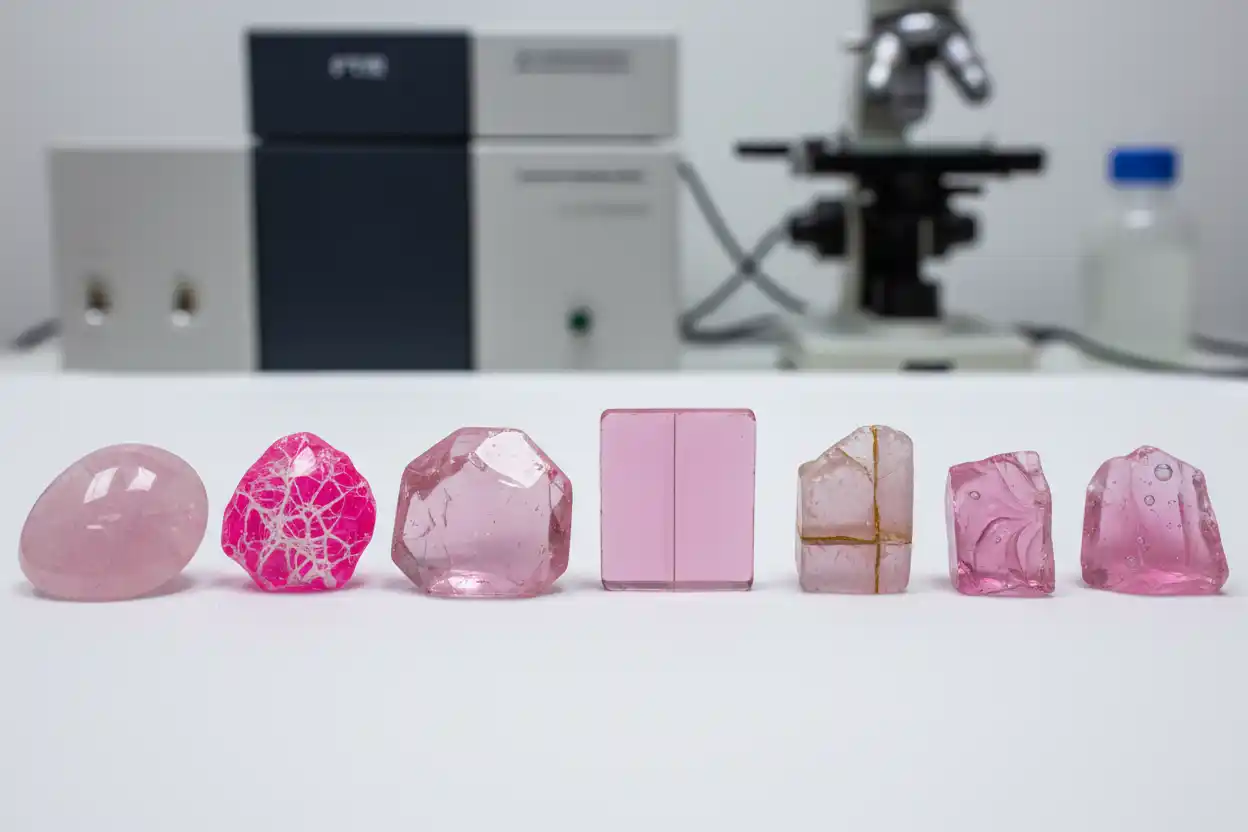 treated or synthetic Rose Quartz