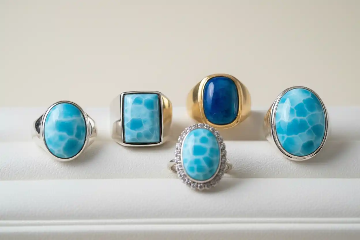 Larimar rings
