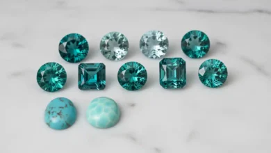 Teal gemstones