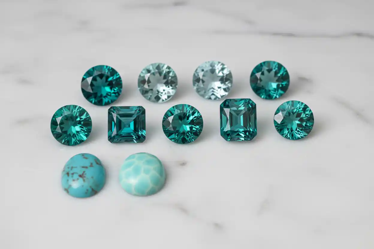 Teal gemstones