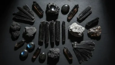black crystals