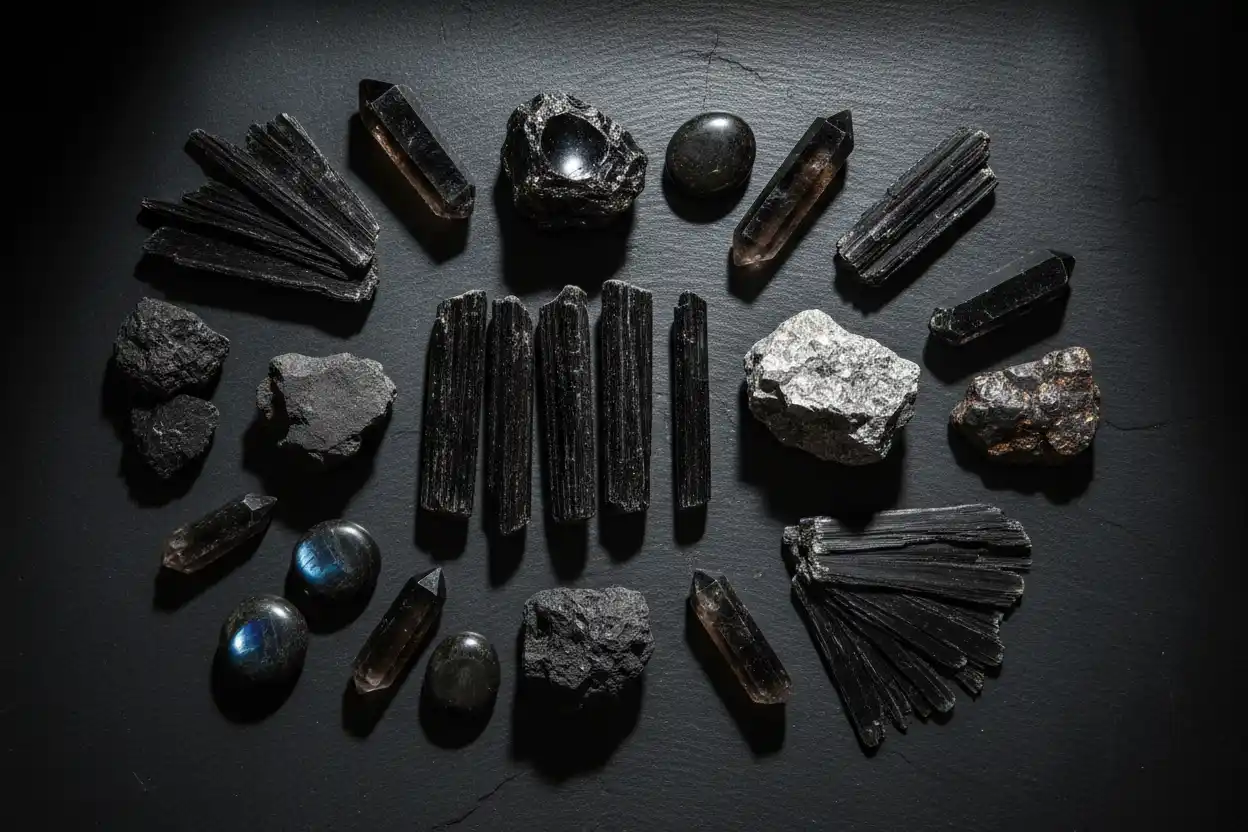 black crystals