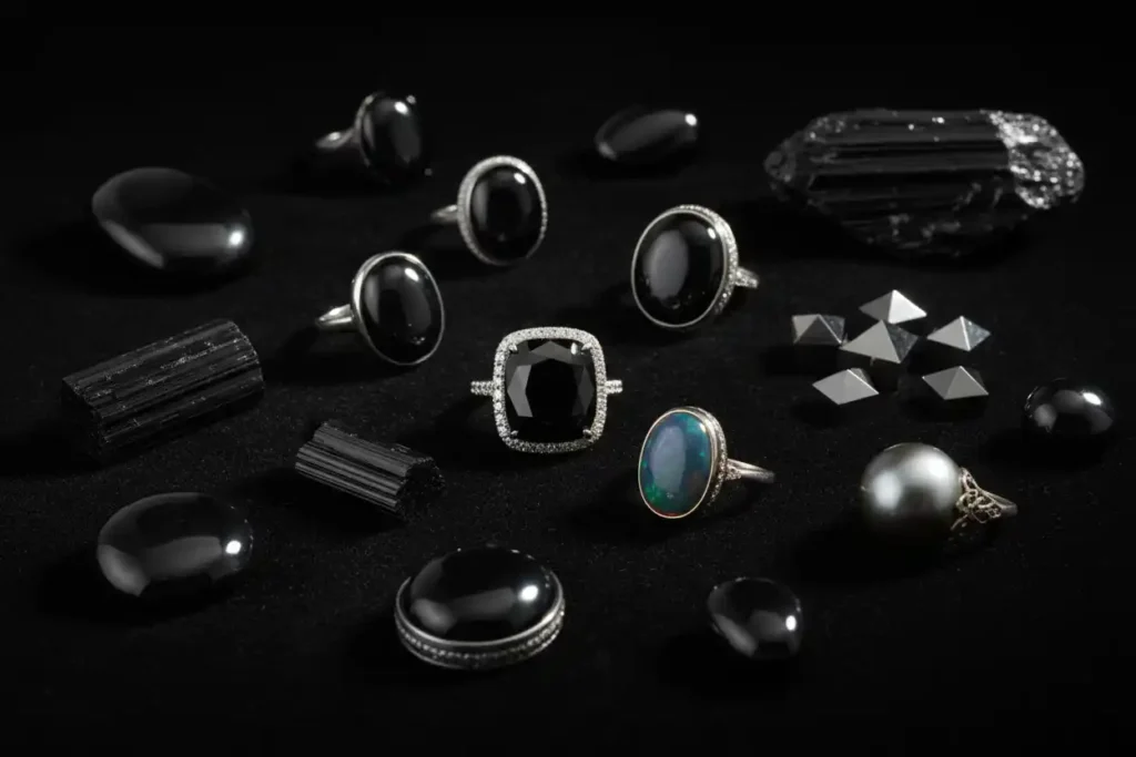 black gemstones
