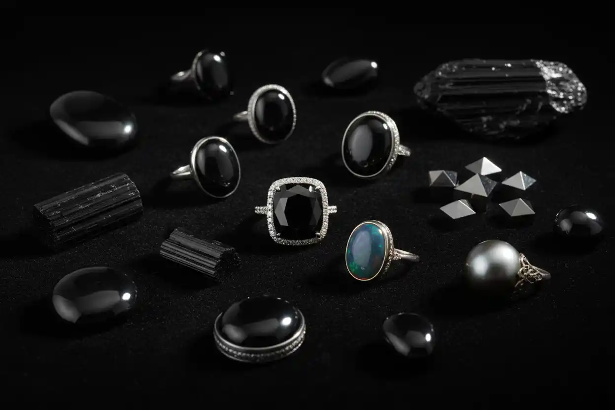 black gemstones